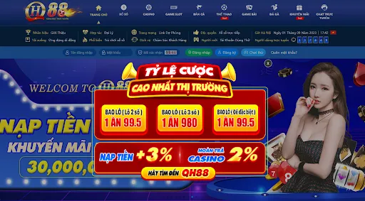 banner tỉ lệ cược ăn cao nhất tại qh88